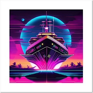 Synthwave ship Posters and Art